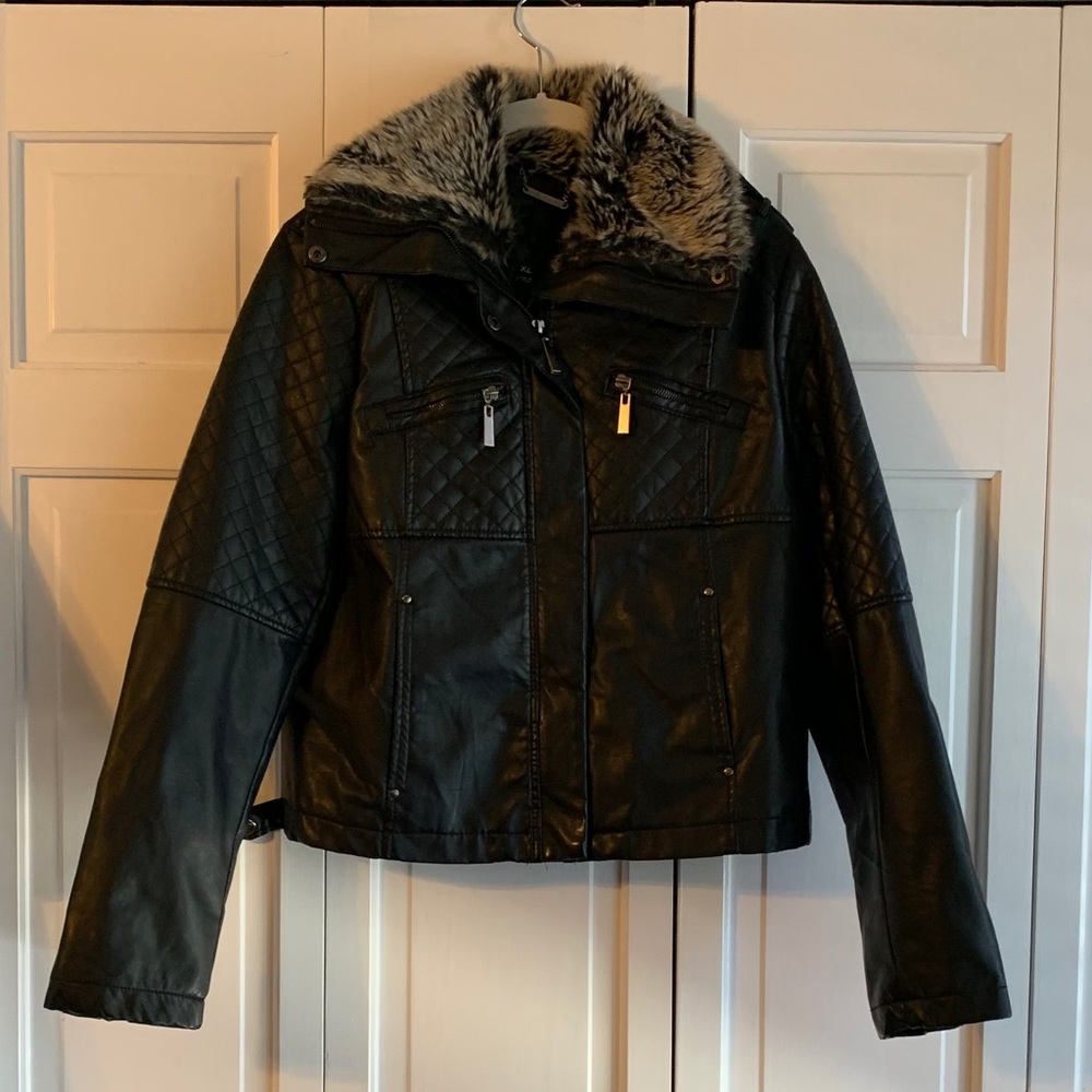 L2 Faux Black Leather Jacket